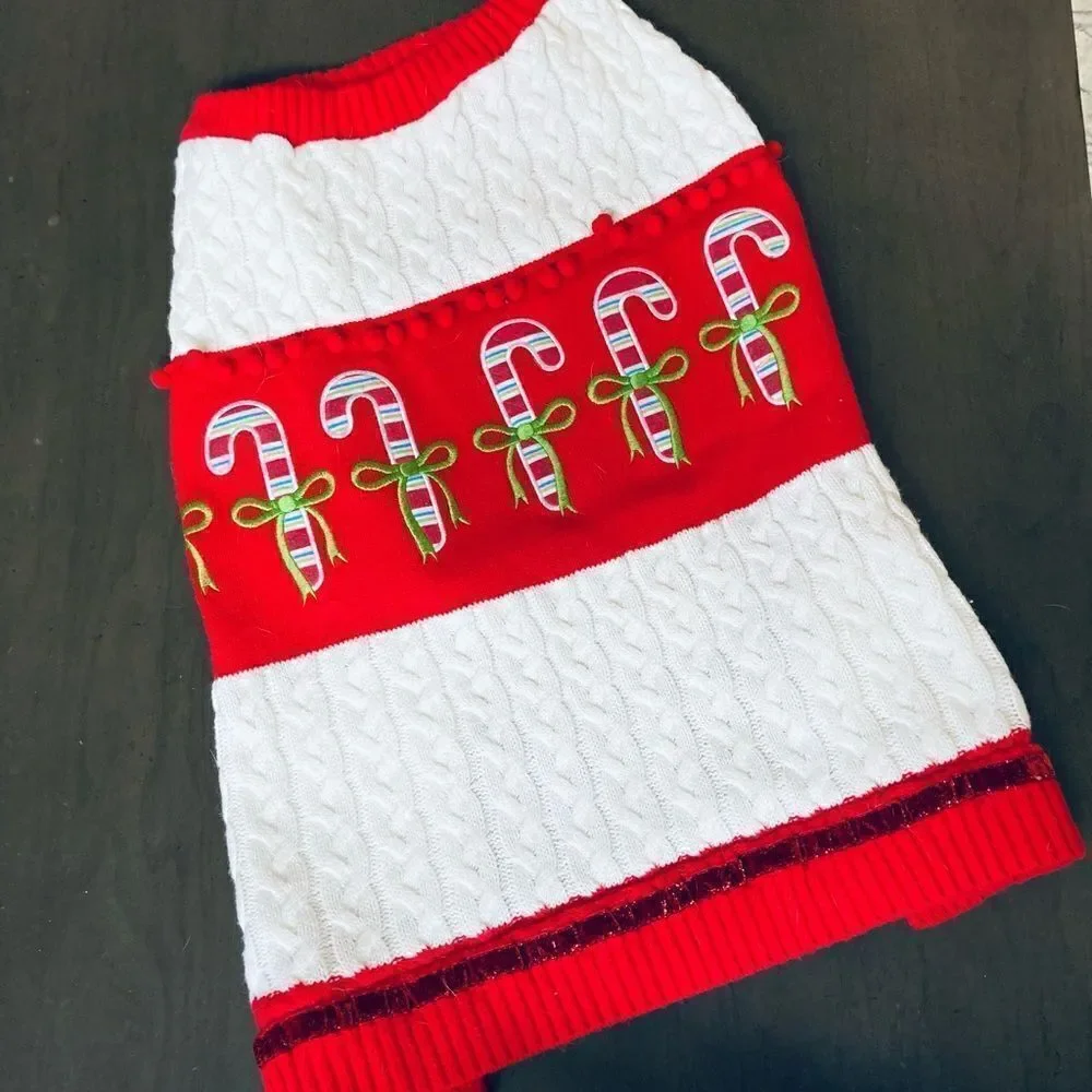 XL Christmas Dog Candy Cane Sweater